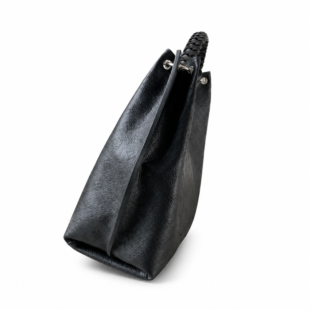 Louis Vuitton Mahina Hobo — Noir Black Perforated Calfskin, Braided Handle, Silver Hardware & LV Charm