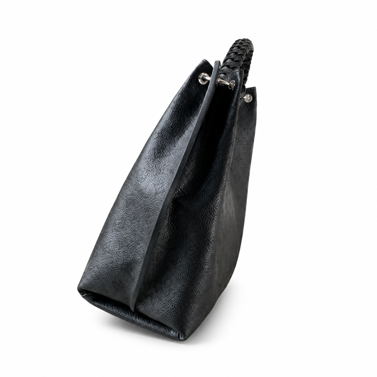Louis Vuitton Mahina Hobo — Noir Black Perforated Calfskin, Braided Handle, Silver Hardware & LV Charm