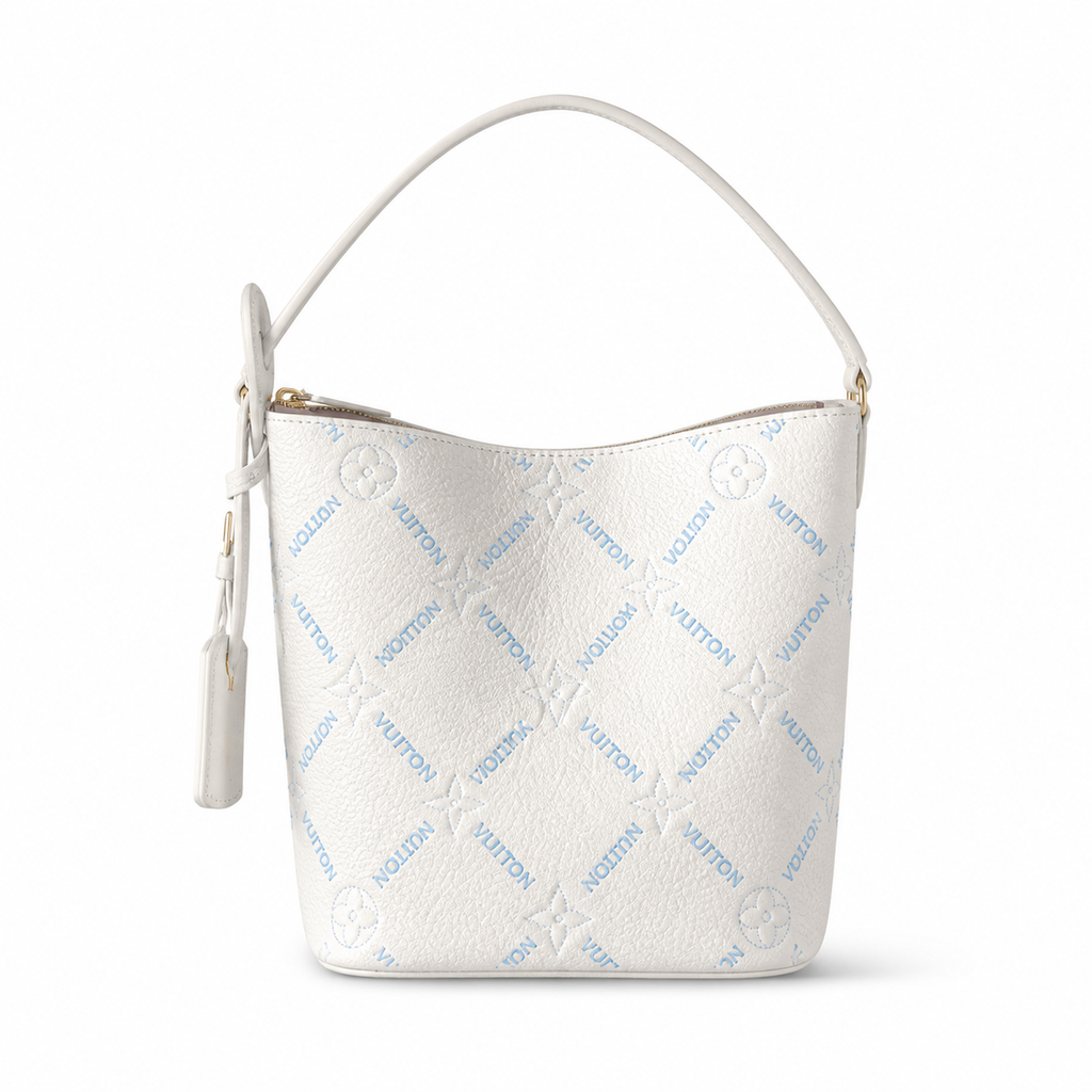 Louis Vuitton Petit Bucket — Giant Monogram Empreinte with Bleu Glacier Embroidery