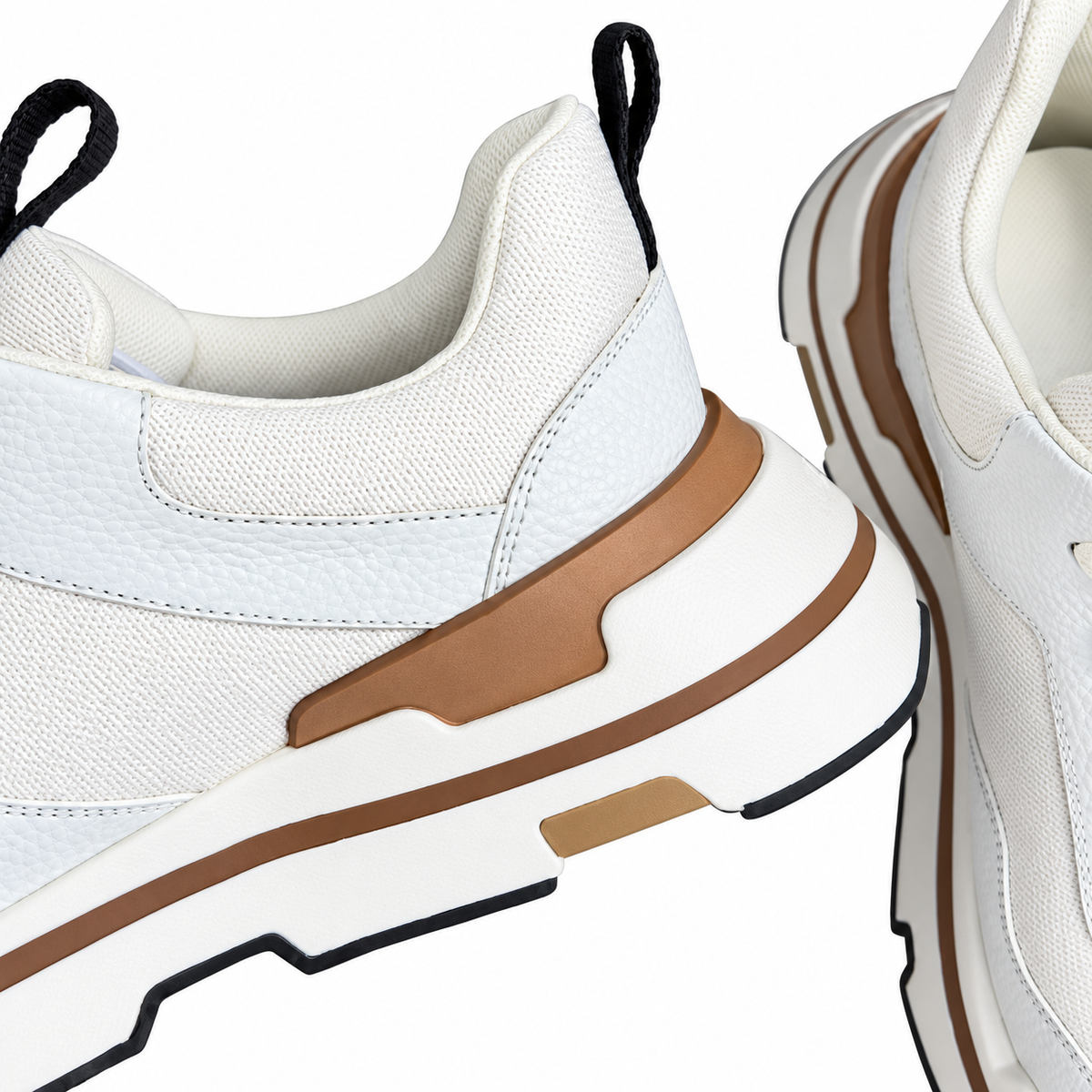 Hermès White Mesh Lace-Up Sneakers | Tan Trim