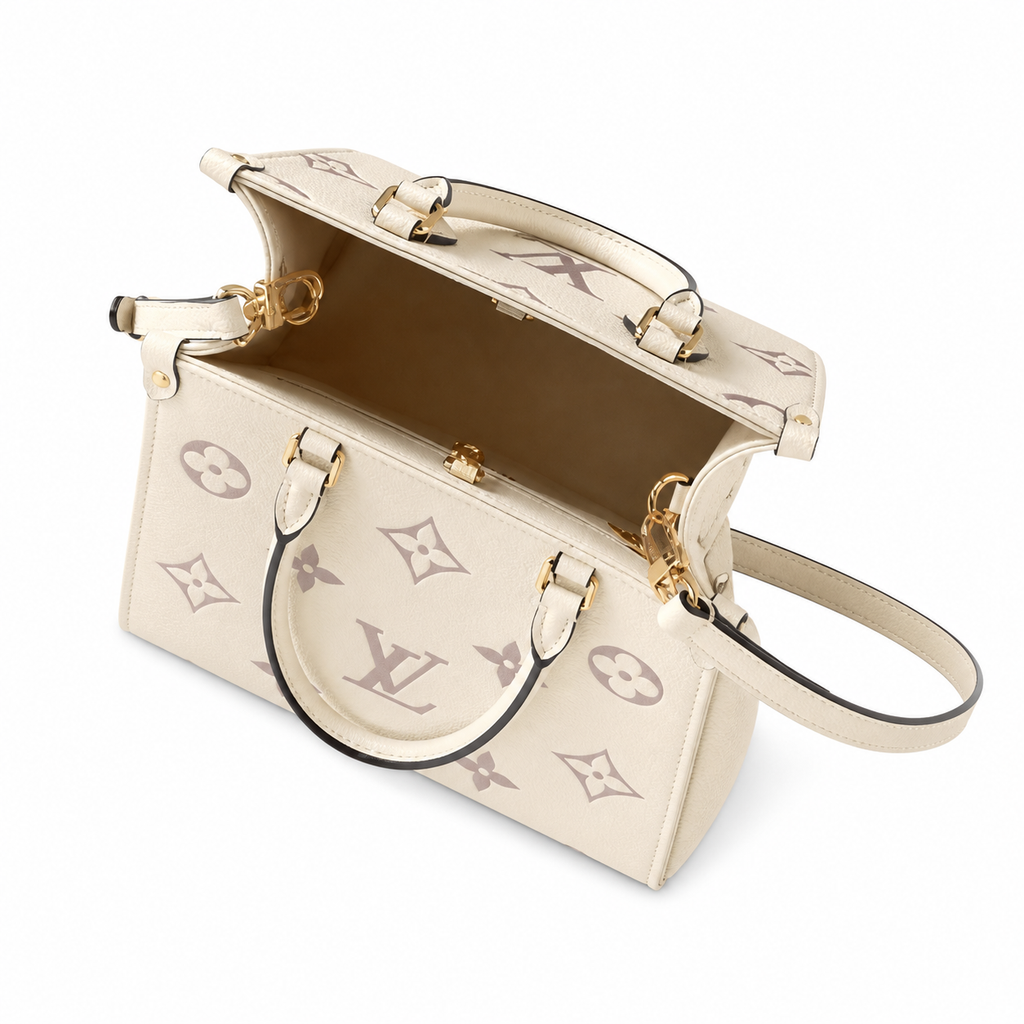 Louis Vuitton Onthego PM — Giant Monogram Empreinte in Crème & Dove Grey