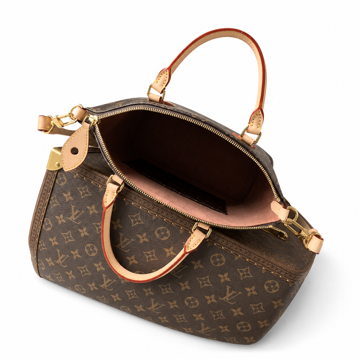Louis Vuitton Boétie PM — Monogram Canvas, Vachetta Leaf Tab & Red Edge