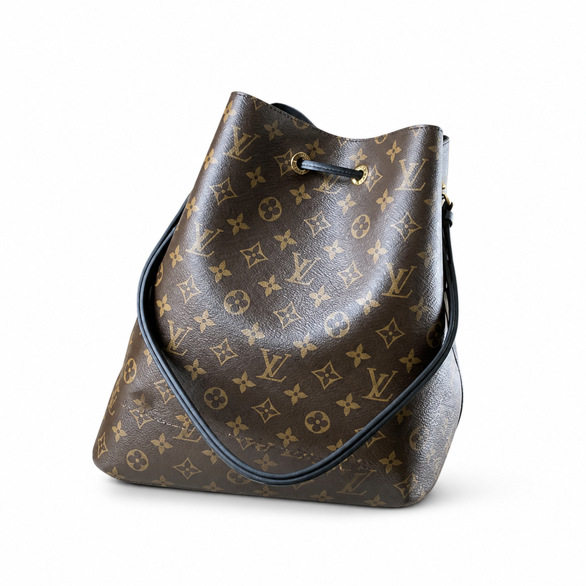 Louis Vuitton Noé GM — Monogram Canvas, Black Leather Trim & Drawstring Closure