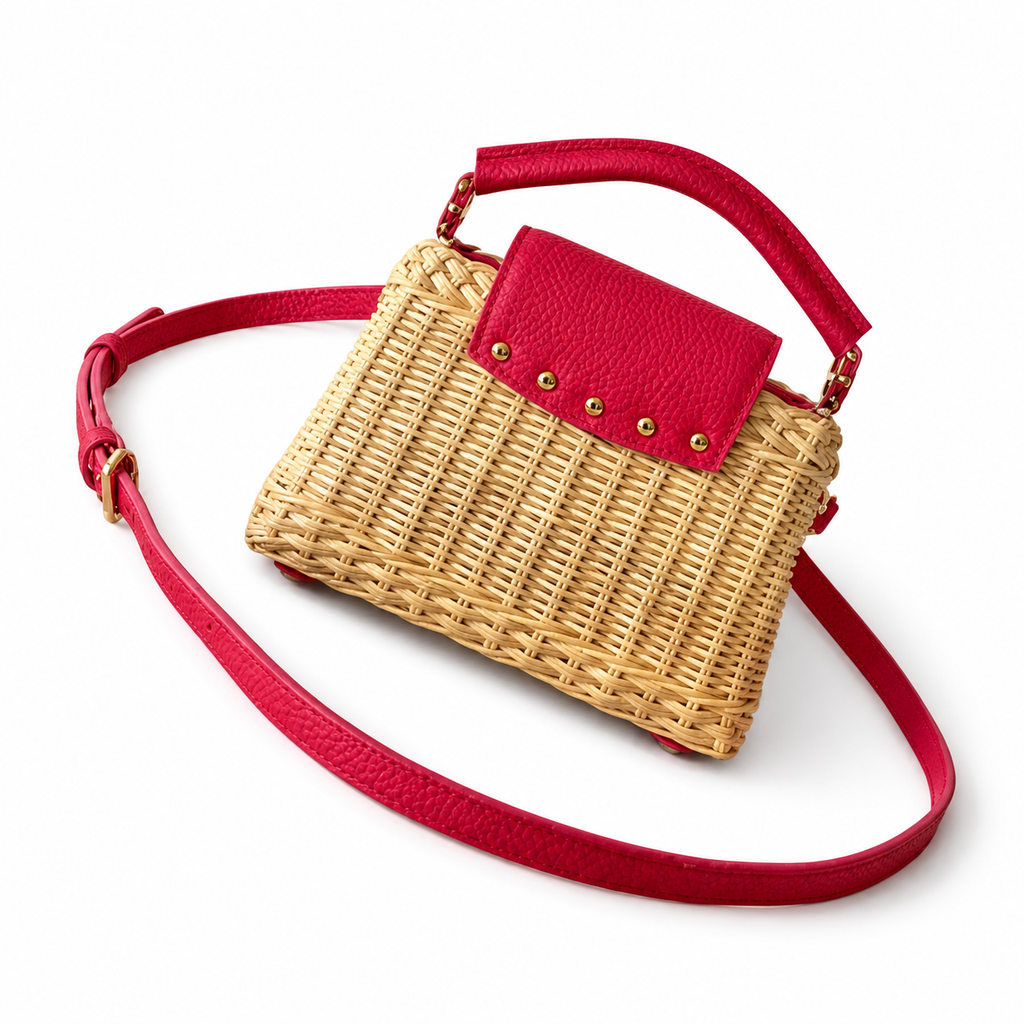 Louis Vuitton Capucines Mini — Hand-Woven Raffia & Raspberry Red