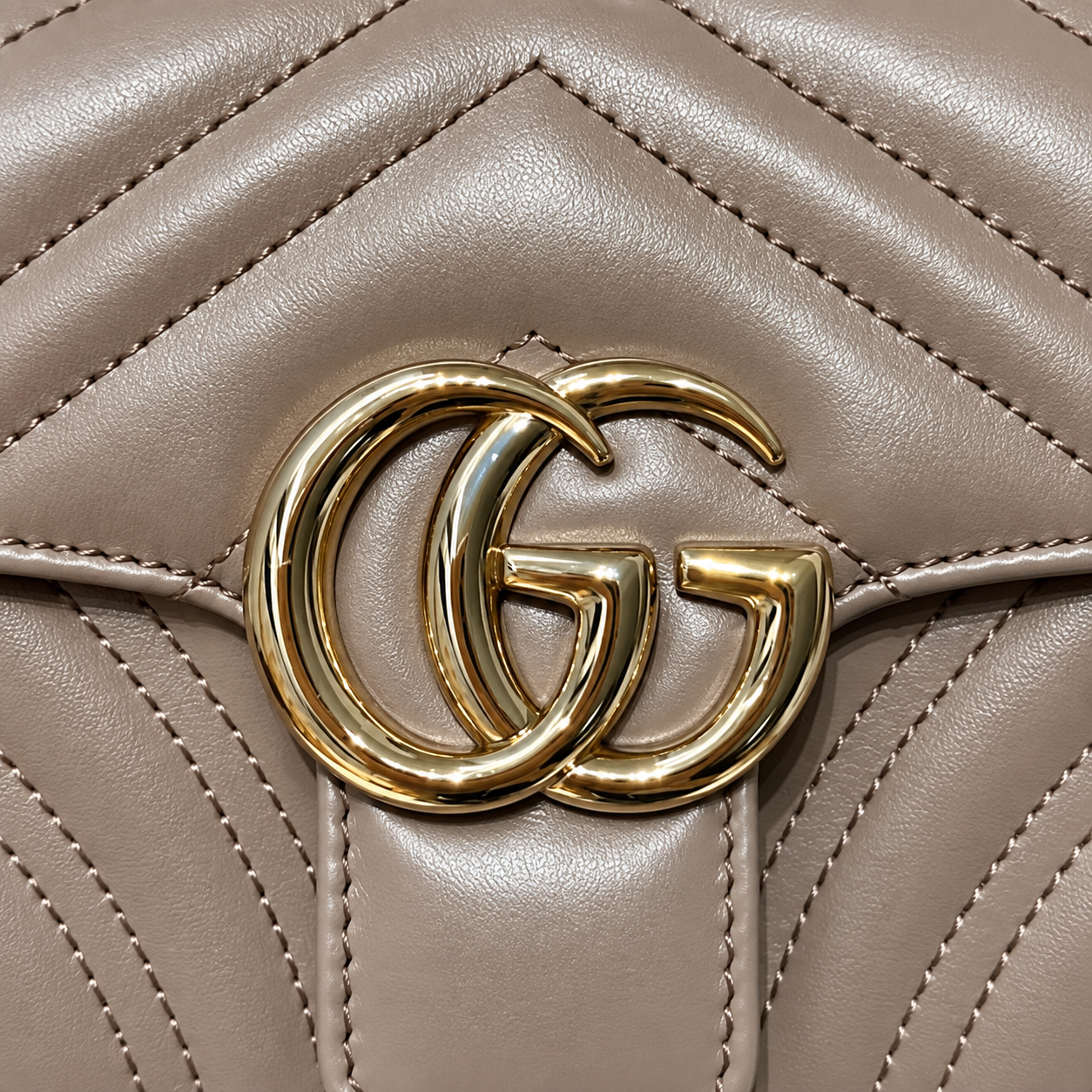 Gucci GG Marmont Mini Flap Bag in Dusty Taupe Matelassé