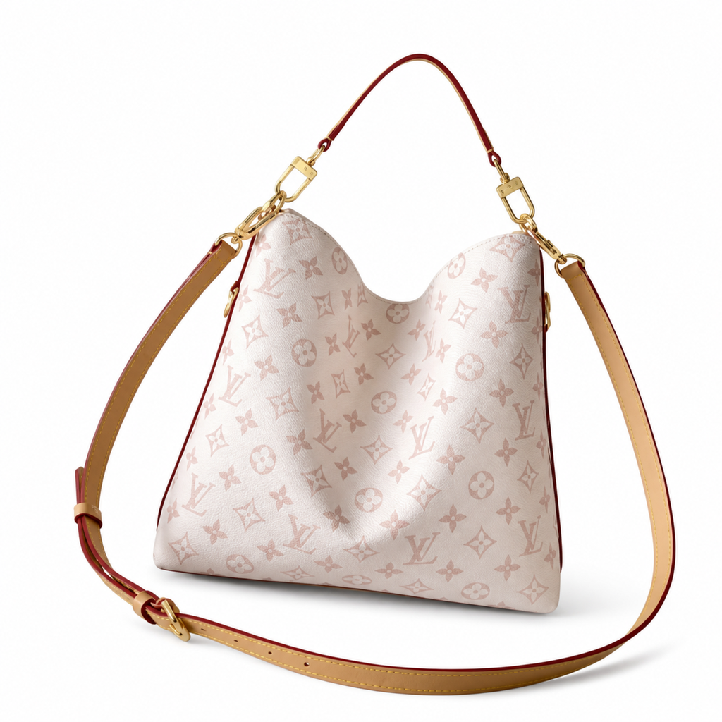 Louis Vuitton Watercolor Hobo — Monogram Canvas, Red Leather Handle, Chunky Gold Chain & Vachetta Strap
