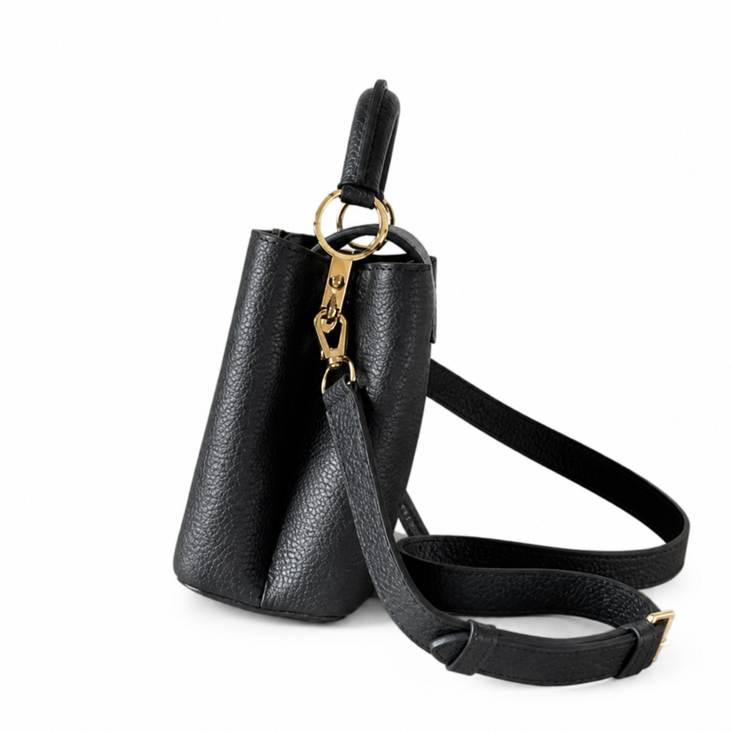 Louis Vuitton Capucines BB — Noir Taurillon, Gold Push-Lock & Mini Padlock