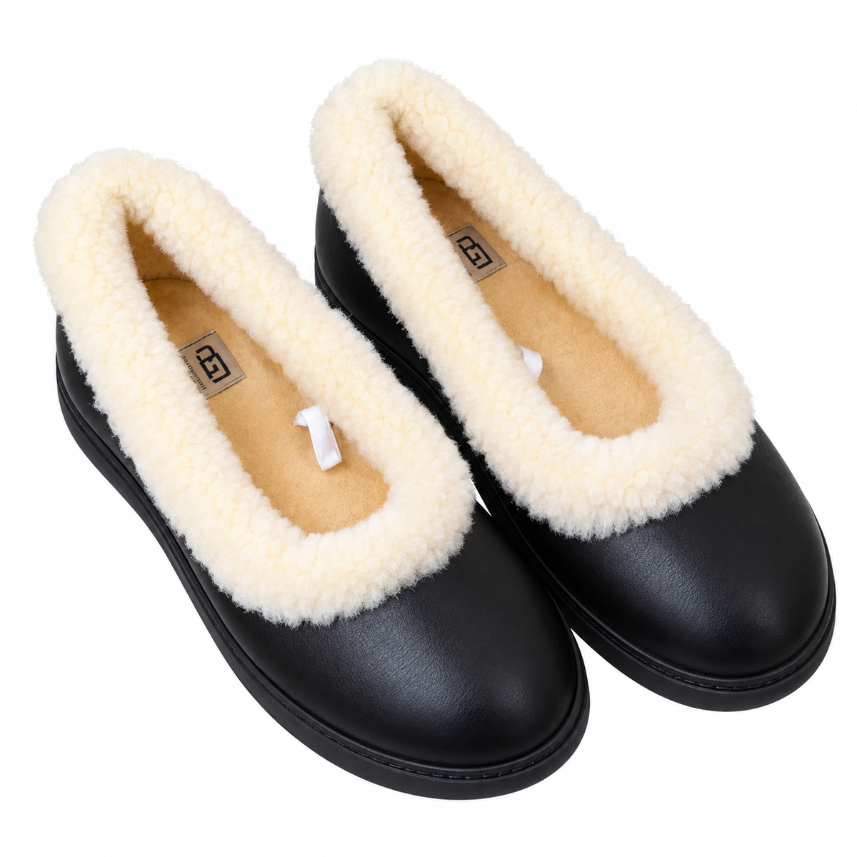 UGG Black Cream-Trim Slip-On Slippers