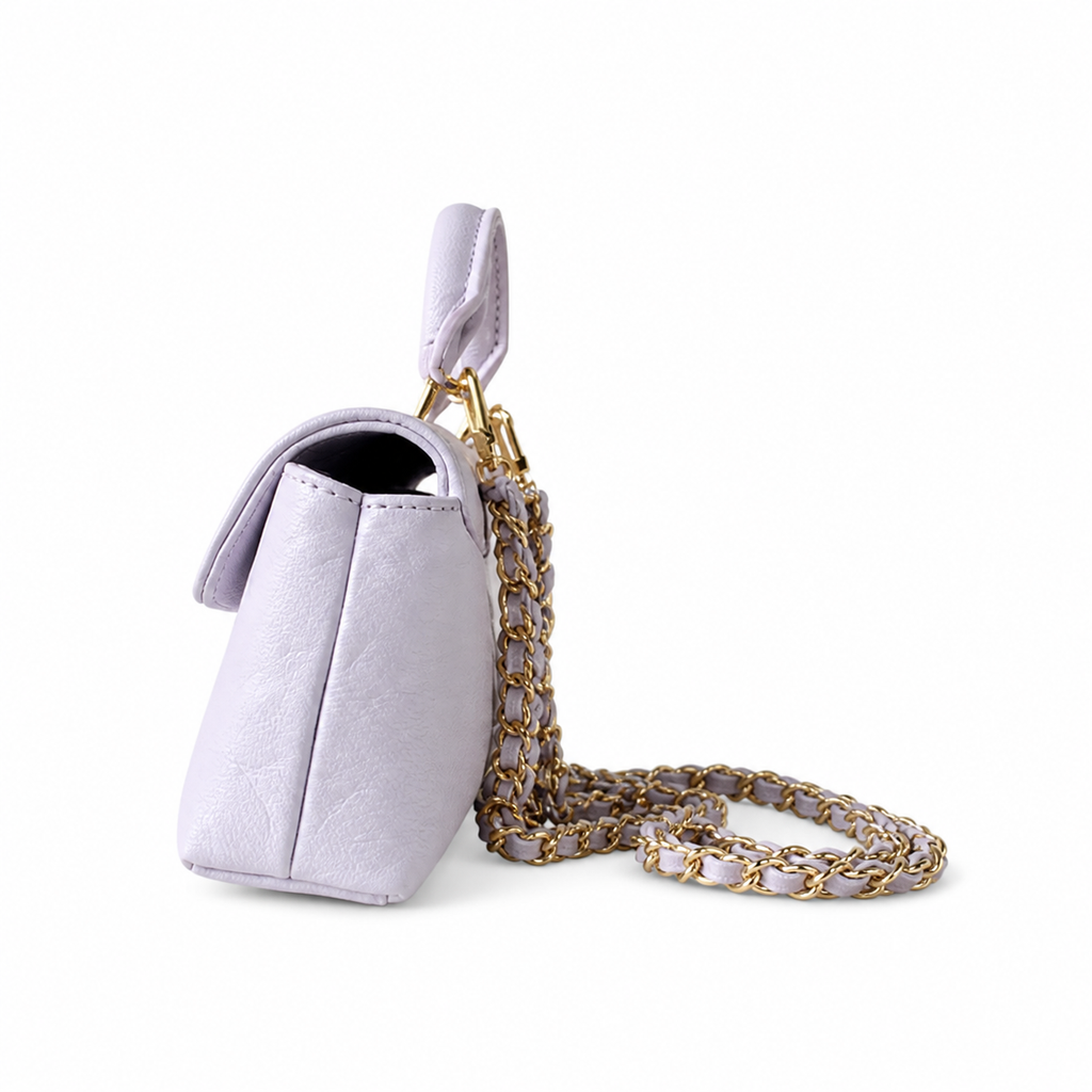Louis Vuitton Mini Flap — Lilas Lavender Empreinte, Gold Chunky Chain, Push-Lock & Tonal Interior
