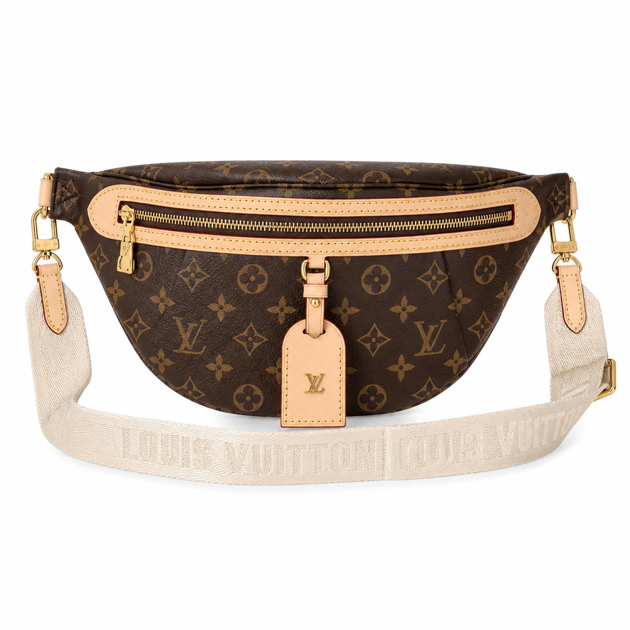 Louis Vuitton Bumbag — Monogram Canvas, Vachetta Trim & Red Interior Stitching