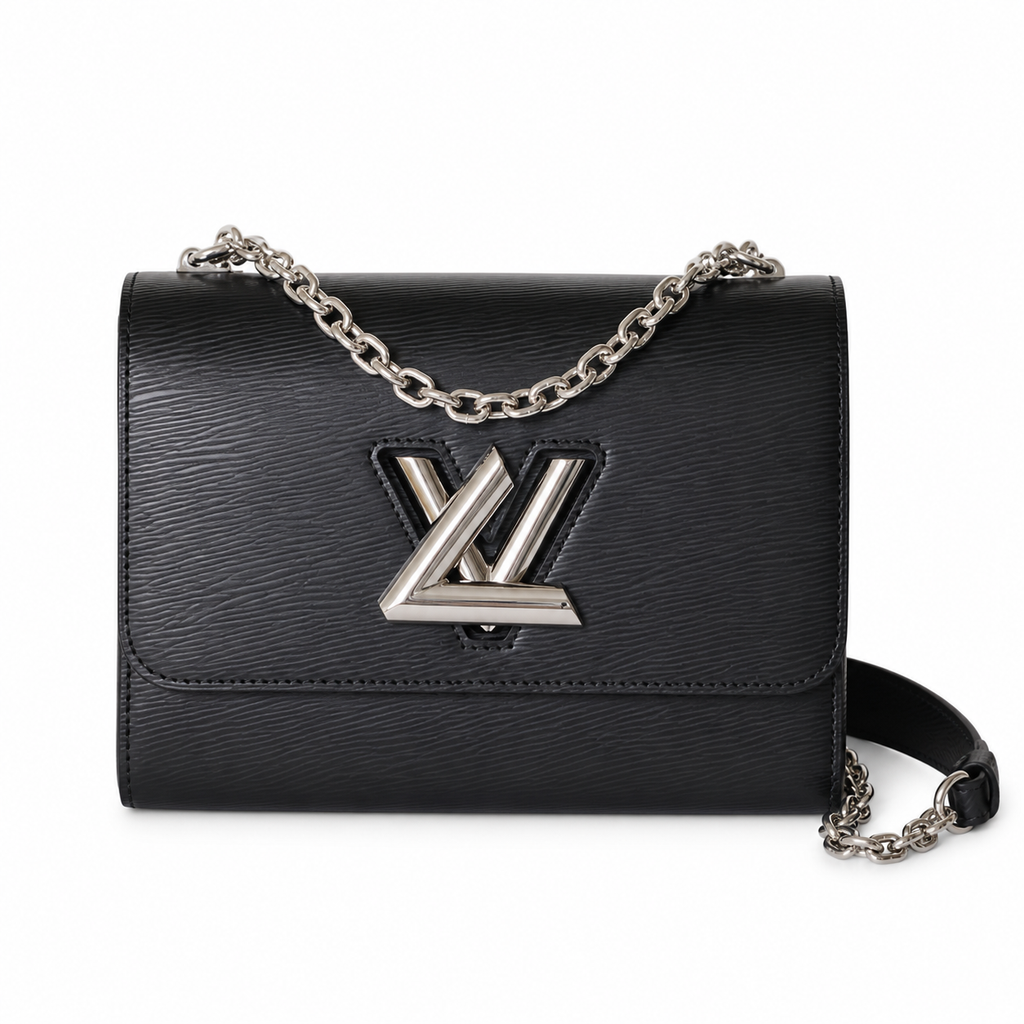 Louis Vuitton Twist MM — Noir Black Epi Leather, Silver Chain