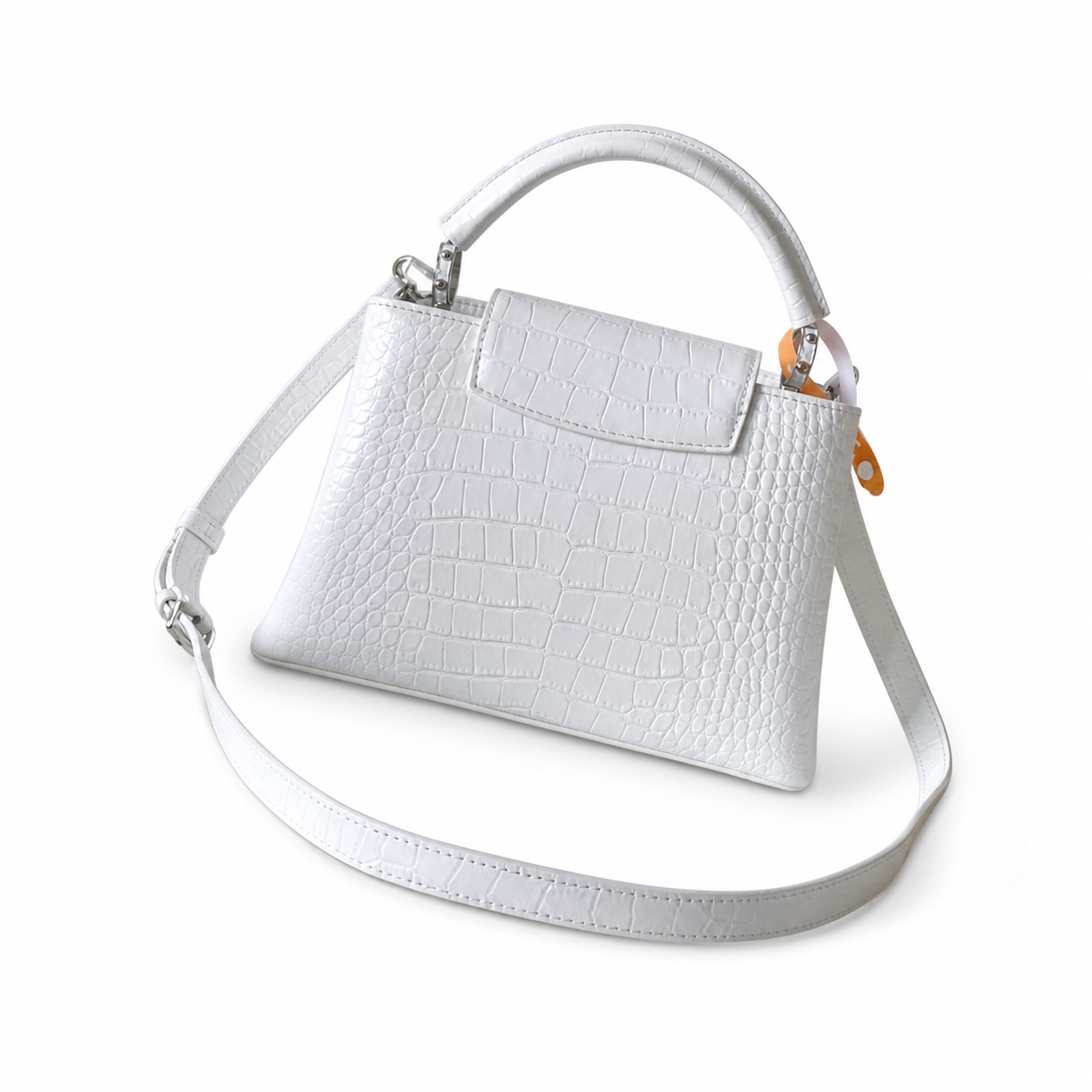 Louis Vuitton Locky BB — Crocodilien Embossed Leather in Blanc with Silver Hardware