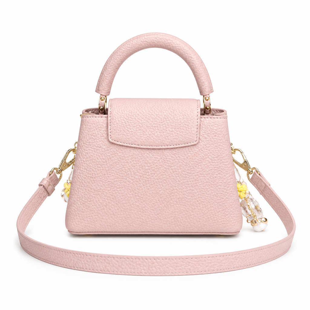 Louis Vuitton Capucines Mini — Taurillon Leather in Rose Poudre with Floral Enamel Chain