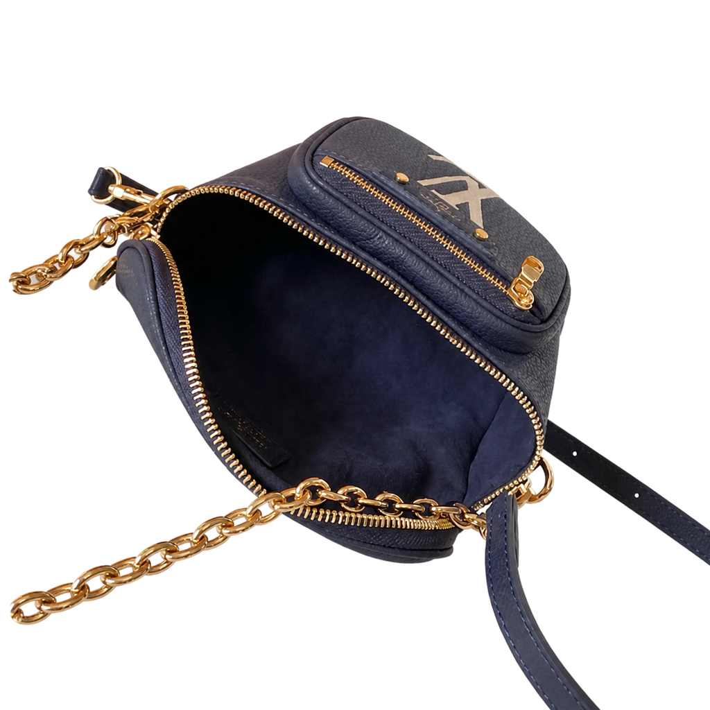Louis Vuitton Vanity PM — Marine Bicolor Giant Empreinte, 360° Gold Zip & Dual Strap System