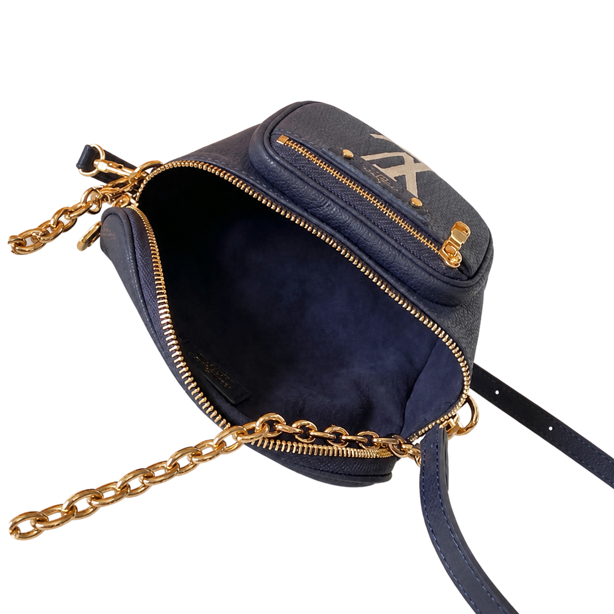 Louis Vuitton Vanity PM — Marine Bicolor Giant Empreinte, 360° Gold Zip & Dual Strap System