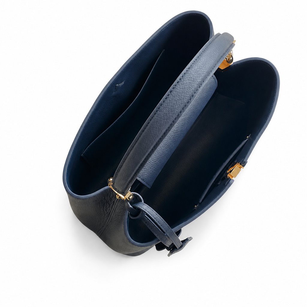 Louis Vuitton Capucines MM — Taurillon Leather in Marine with Gold LV Lock