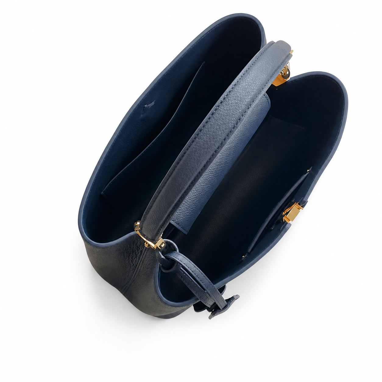Louis Vuitton Capucines MM — Taurillon Leather in Marine with Gold LV Lock