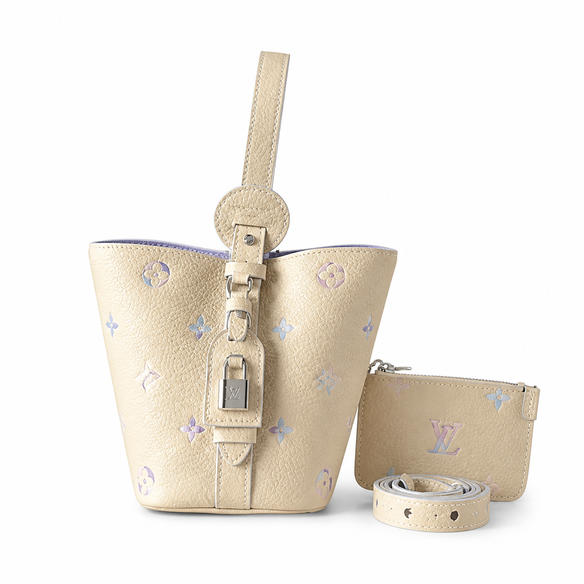 Louis Vuitton Petit Bucket — Monogram Watercolor in Crème & Lavender