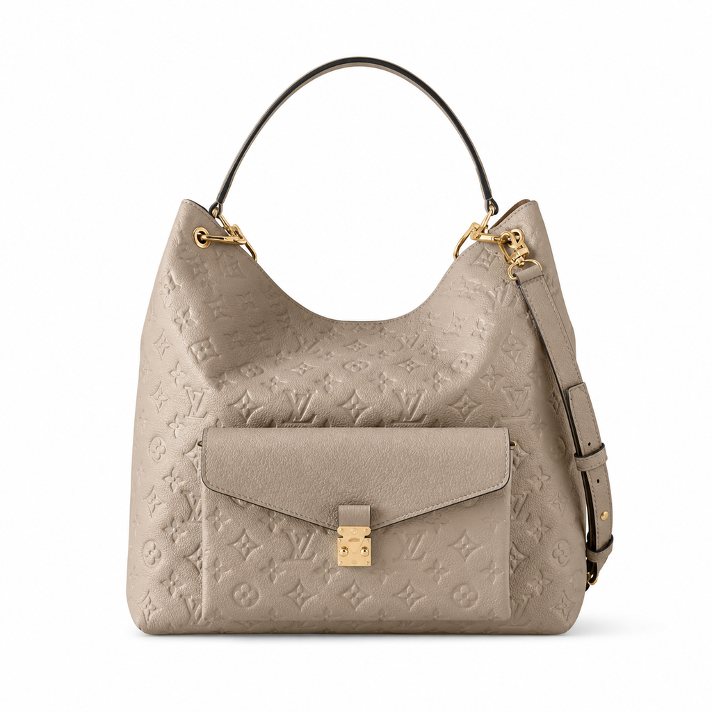 Louis Vuitton Hobo — Tourterelle Empreinte, Gold Square Chain-Link & LV Turn-Lock