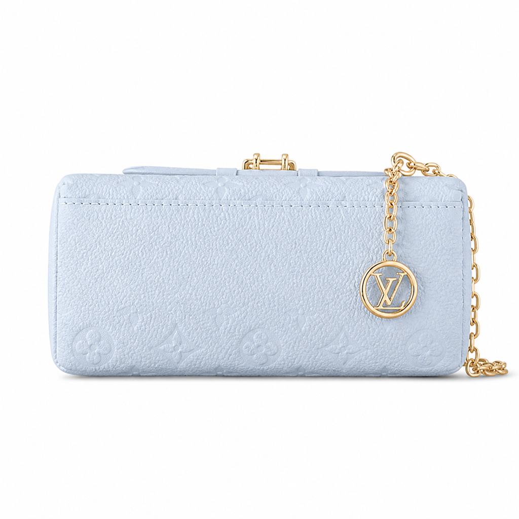 Louis Vuitton Mini 2-Way — Bleu Glacier Empreinte, Gold Chain, Round Top Handle & LV Medallion