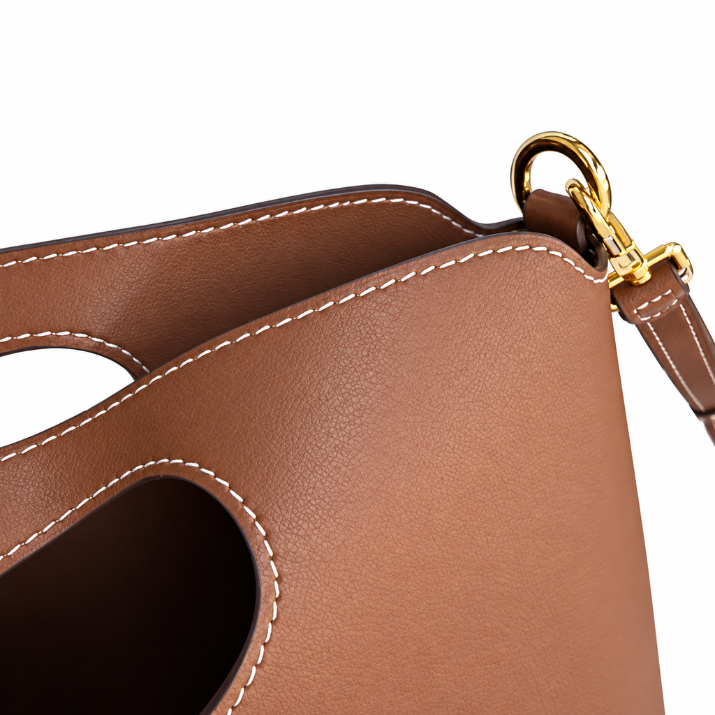 Burberry Sculpted Tan Cutout Handle Bag