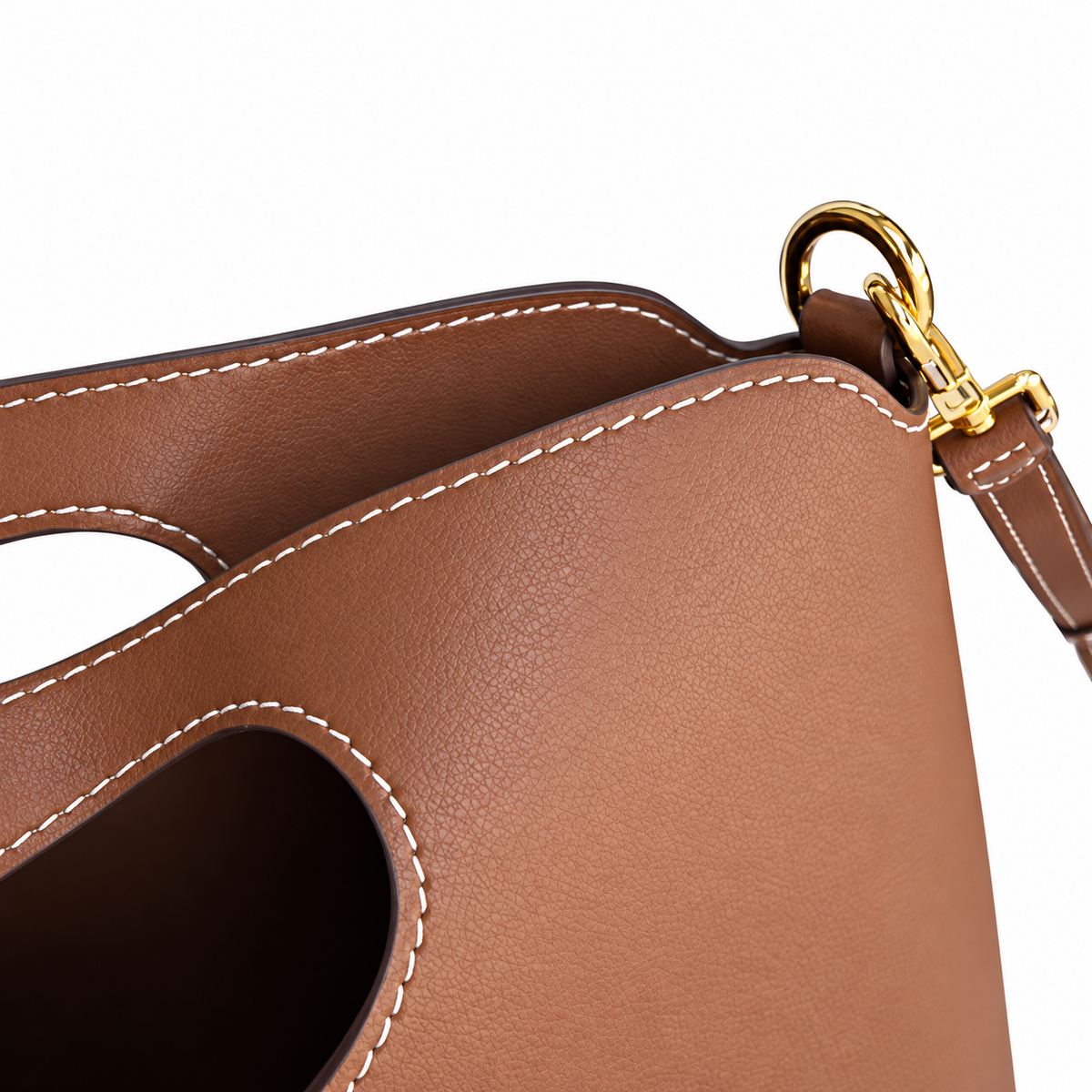 Burberry Sculpted Tan Cutout Handle Bag