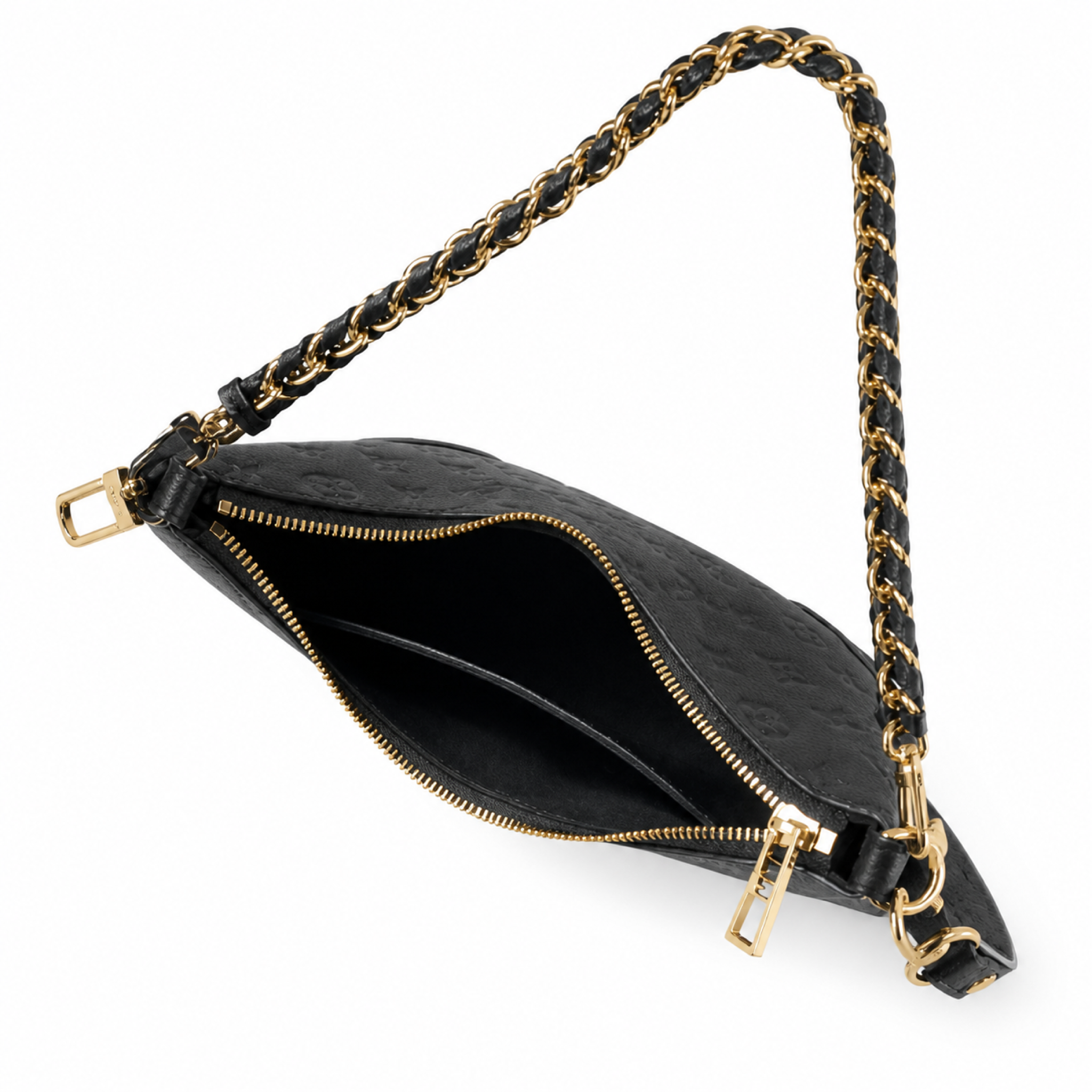 Louis Vuitton Bagatelle — Noir Monogram Empreinte, Gold D-Ring & Tonal Black