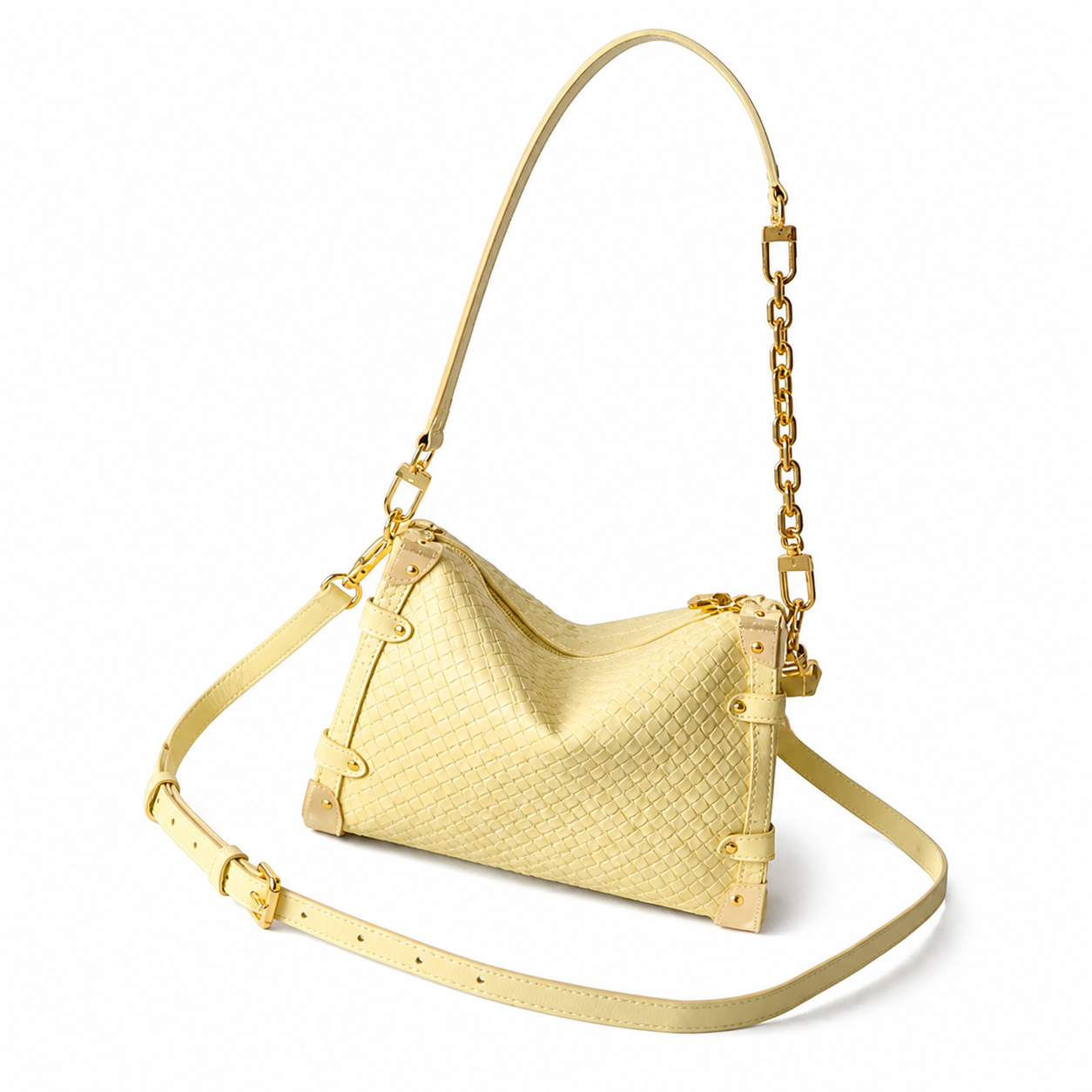 Louis Vuitton Petite Malle Souple — Monogram Quilted Leather in Jaune Poussin with Gold Hardware