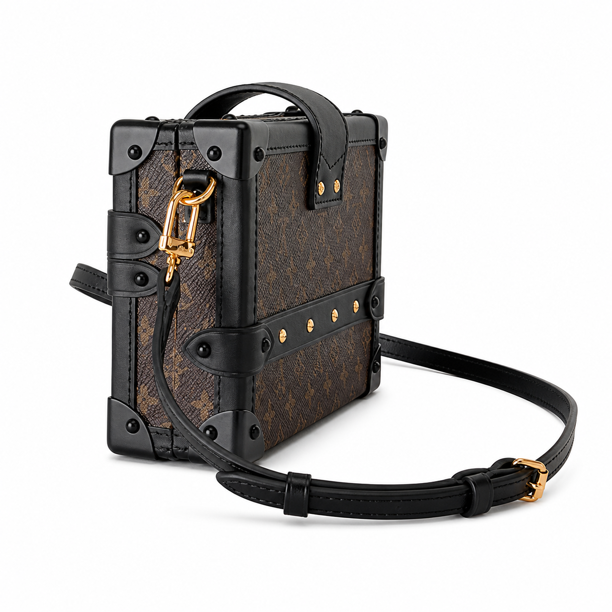Louis Vuitton Petite Malle — Monogram Canvas & Black Leather