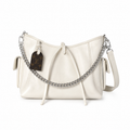 Louis Vuitton Large Shoulder Bag — Blanc Ivoire Smooth Calfskin, Silver Chain, Dome Stud Feet & Monogram Tag