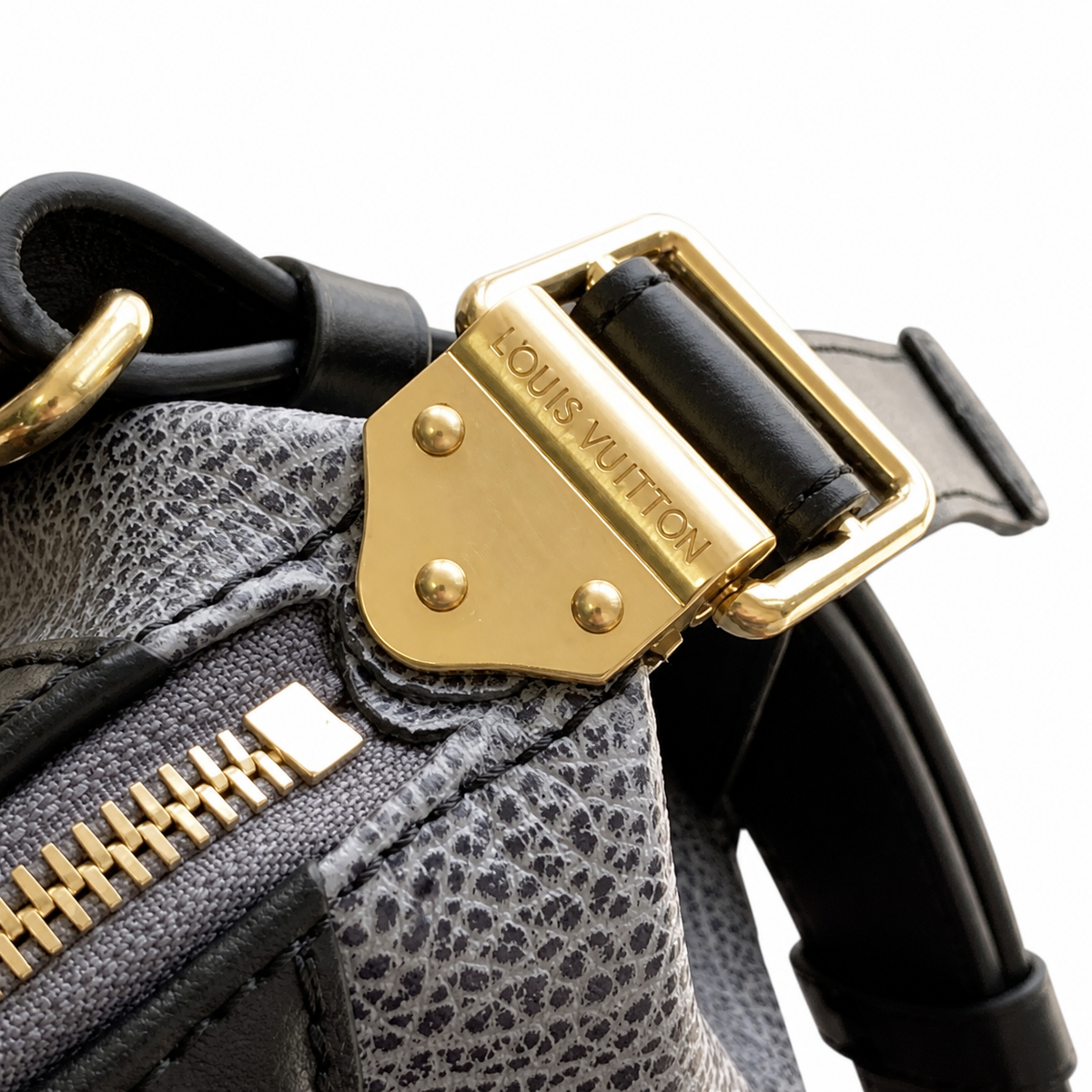 Louis Vuitton Cylinder Bag — Bleu Glacier Metallic, Racing Stripes, Gold LV Badge & Front Flap Pocket