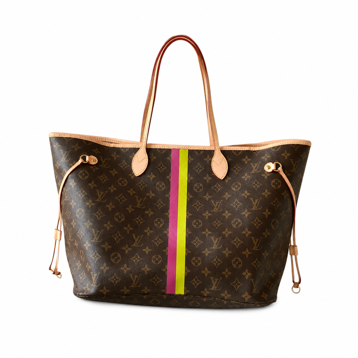 Louis Vuitton Neverfull GM — Monogram Canvas with My LV World Tour Stripe in Yellow & Fuchsia