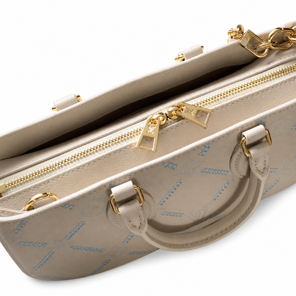 Louis Vuitton OnTheGo BB — Embroidered Monogram Empreinte in Crème & Bleu Glacier
