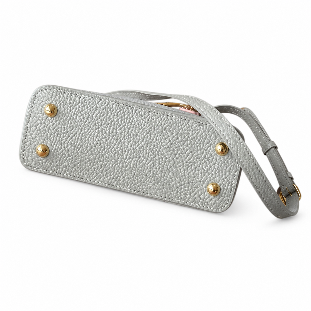 Louis Vuitton Capucines Mini — Taurillon Leather in Perle with Pearl Flower Chain & Pink Leather Weave