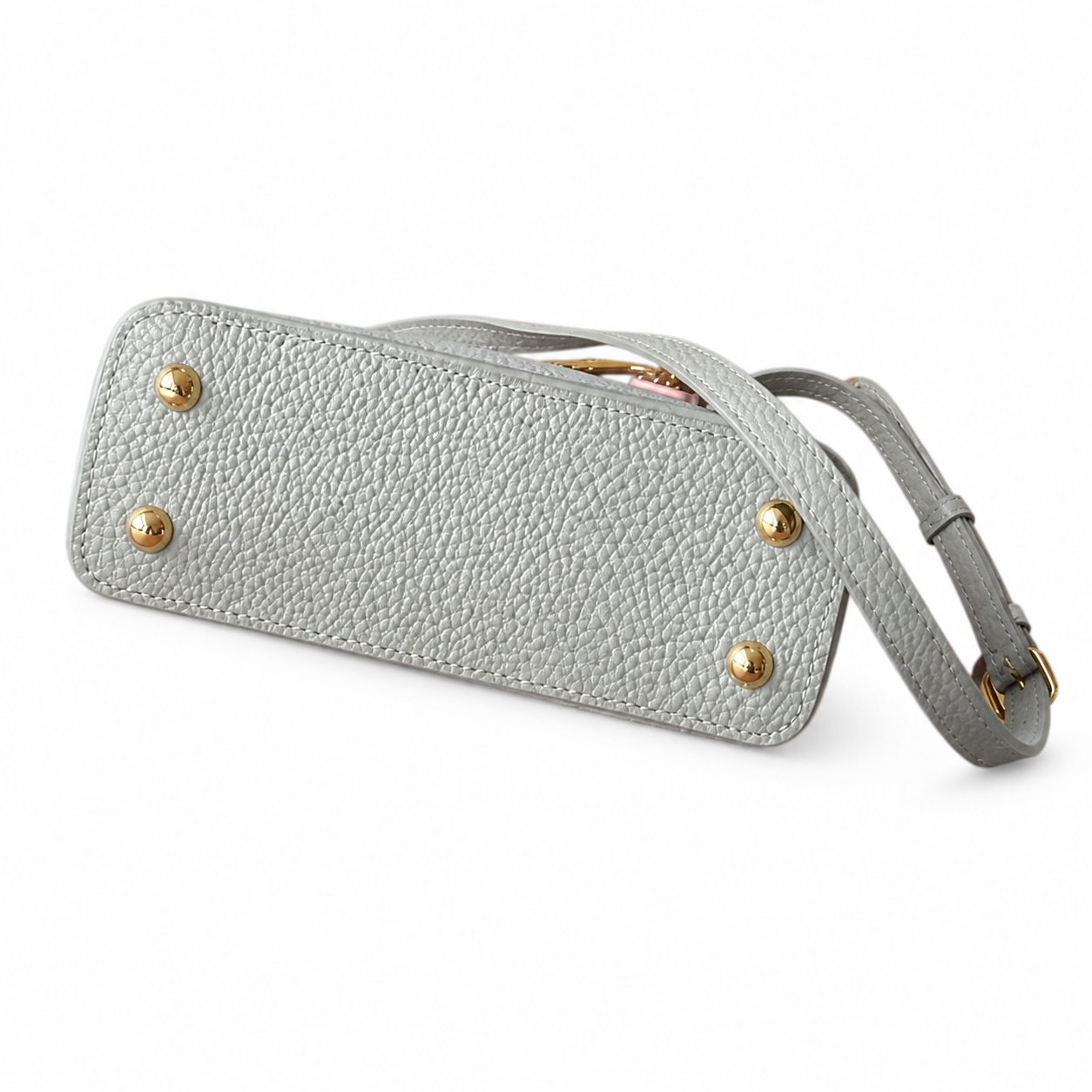 Louis Vuitton Capucines Mini — Taurillon Leather in Perle with Pearl Flower Chain & Pink Leather Weave