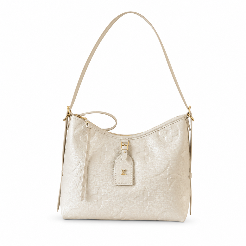 Louis Vuitton Giant Monogram Hobo — Crème Empreinte, Gold Zipper, Stud Feet & Matching Mini Pouch