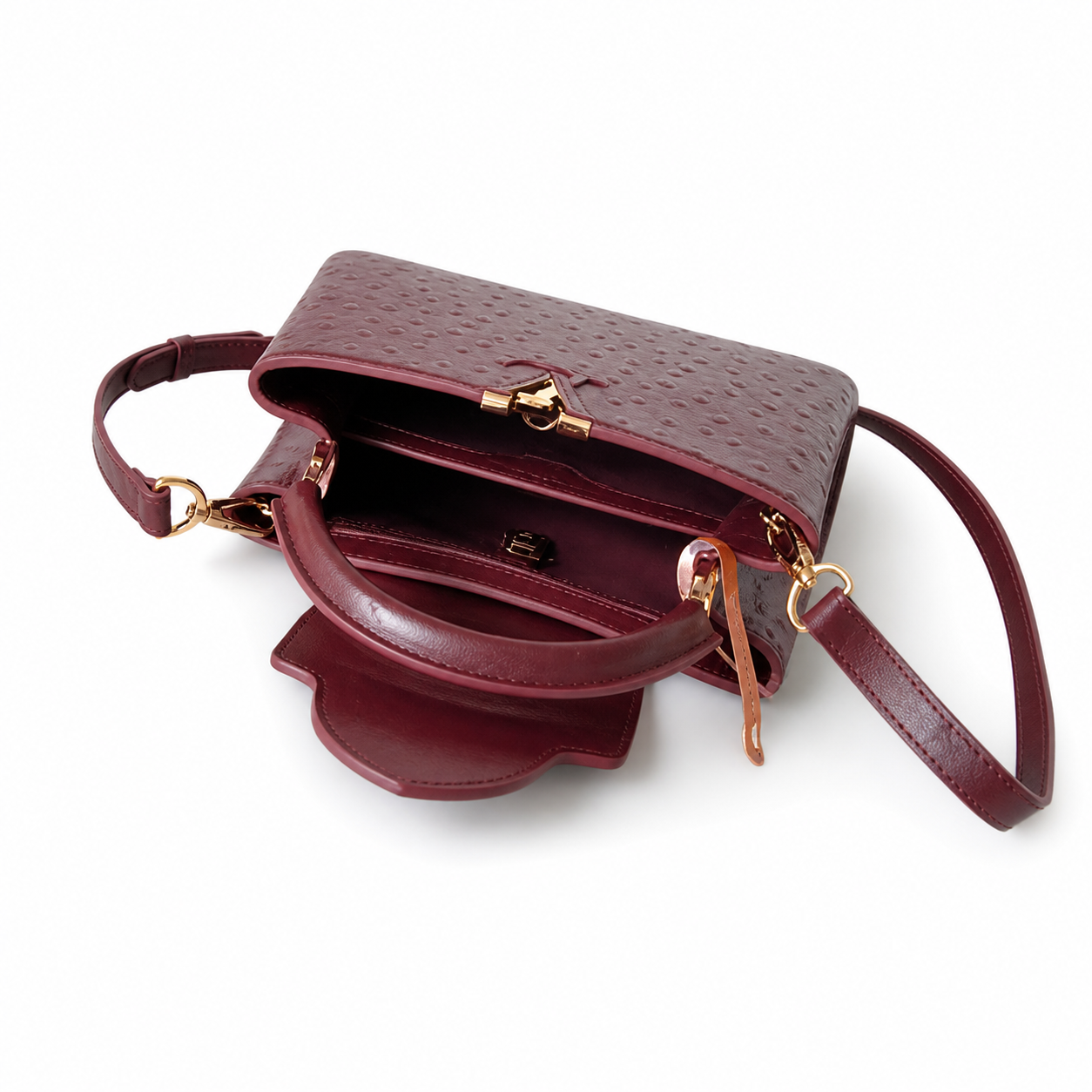 Louis Vuitton Capucines BB — Autruche Ostrich Leather in Bordeaux with Gold Hardware