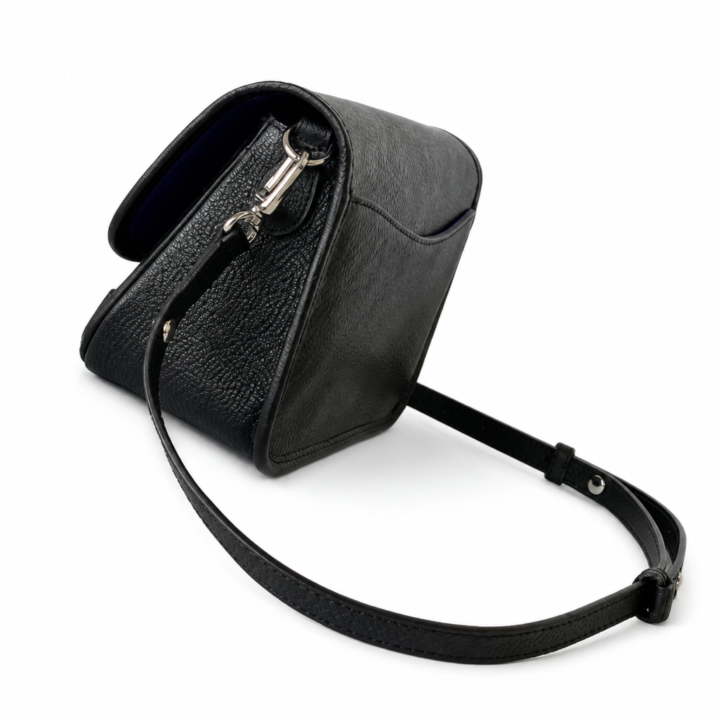 Louis Vuitton Flap Crossbody — Black Epi Leather, Silver Flip-Lock & Violet Suede Interior