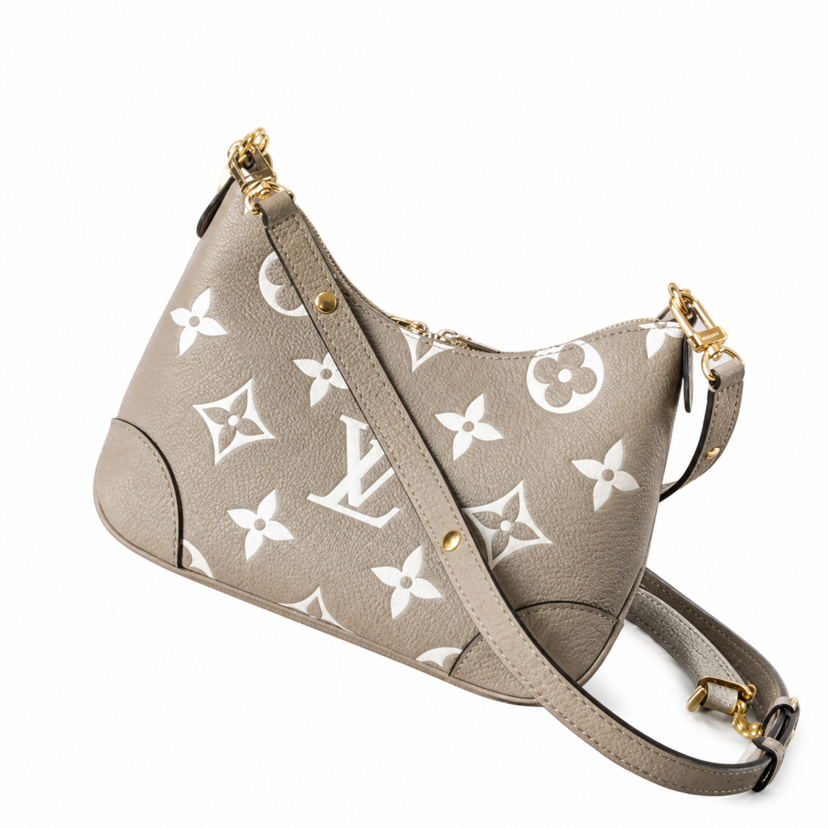 Louis Vuitton Bagatelle — Tourterelle Giant Monogram Empreinte, White Contrast & Bow Zip