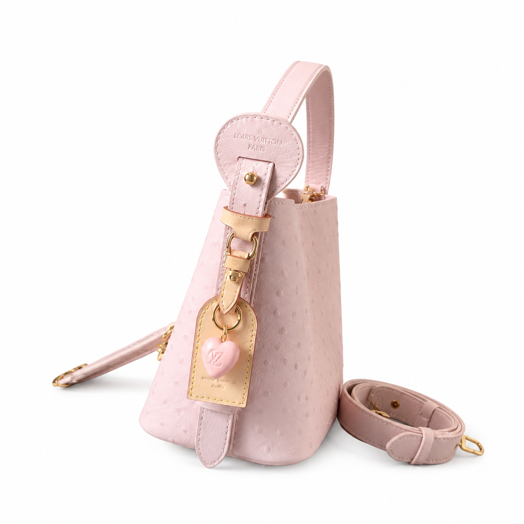 Louis Vuitton Papillon BB — Ostrich Leather in Rose Poudre with Heart Charm