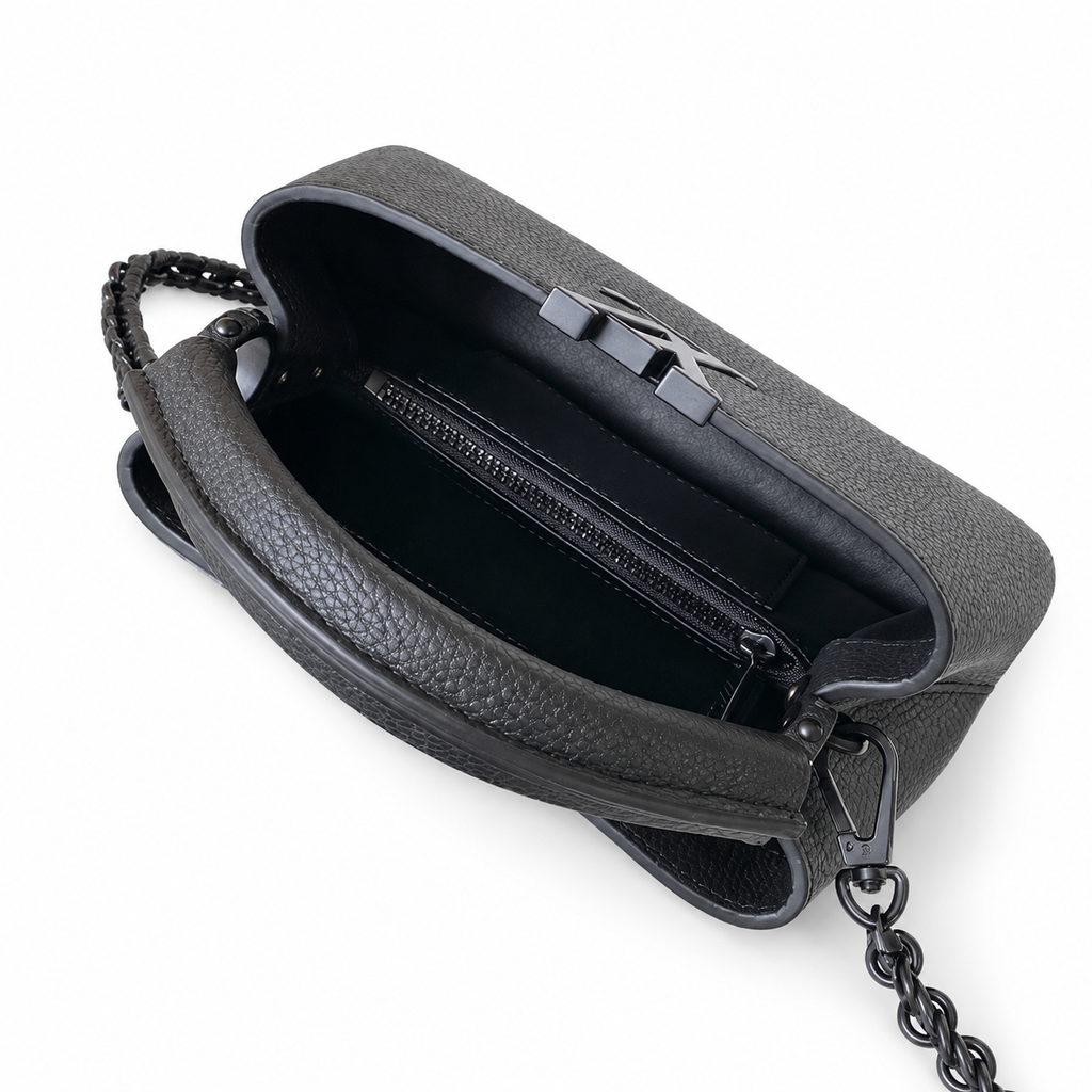 Louis Vuitton Capucines Mini — Noir Taurillon, Matte Black LV Turn-Lock & Black Chain Strap