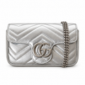 Gucci GG Marmont Mini Bag in Silver Metallic Leather