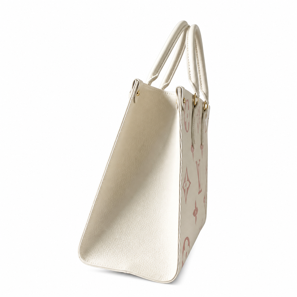 Louis Vuitton OnTheGo MM — Monogram Empreinte Leather in Crème with Rose Poudre Trim & Interior