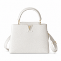 Louis Vuitton Capucines Mini — White Taurillon, Gold LV Clasp & Dome Feet
