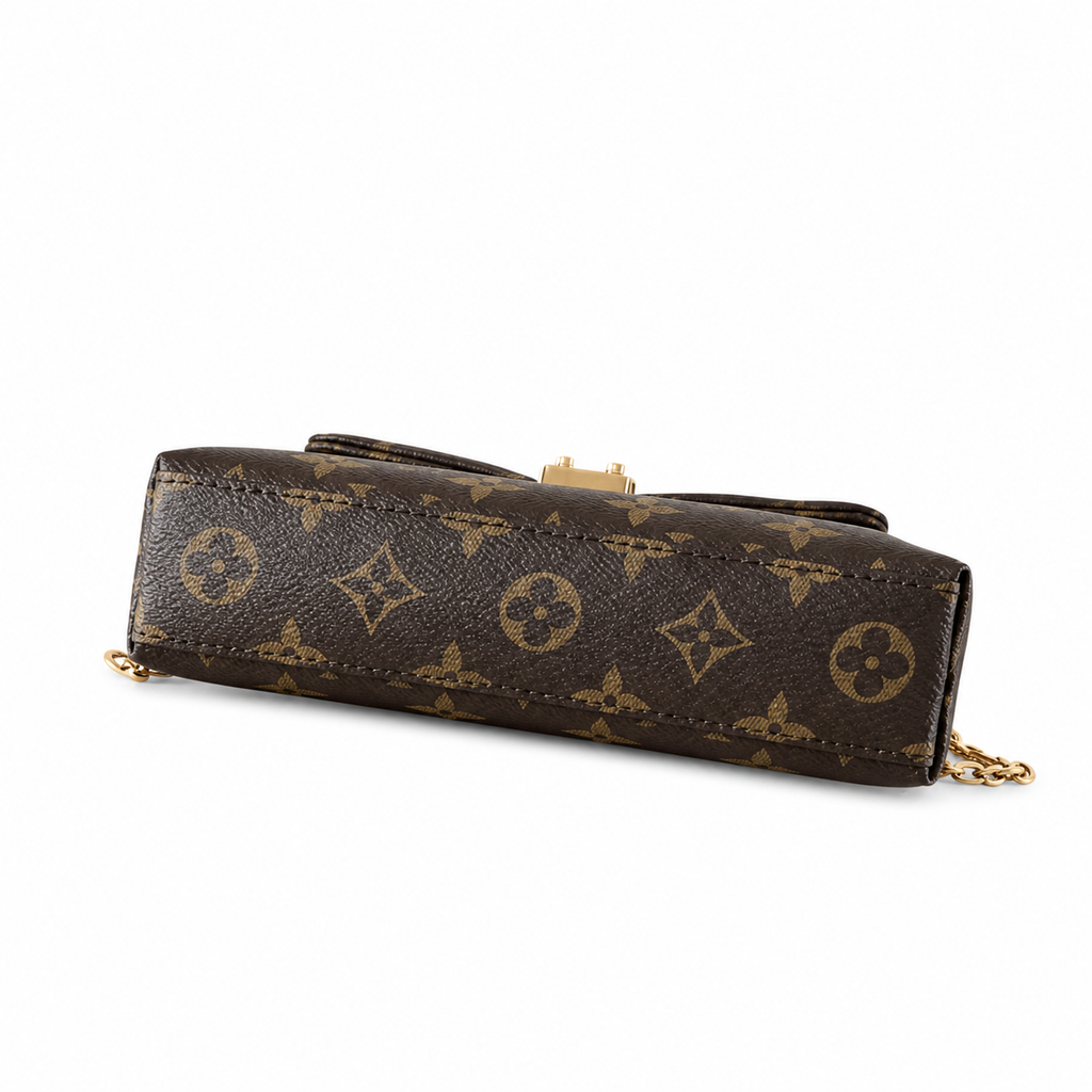 Louis Vuitton Mini Trunk Flap — Monogram Canvas, Gold Corner Protectors, Push-Lock & Chain Strap