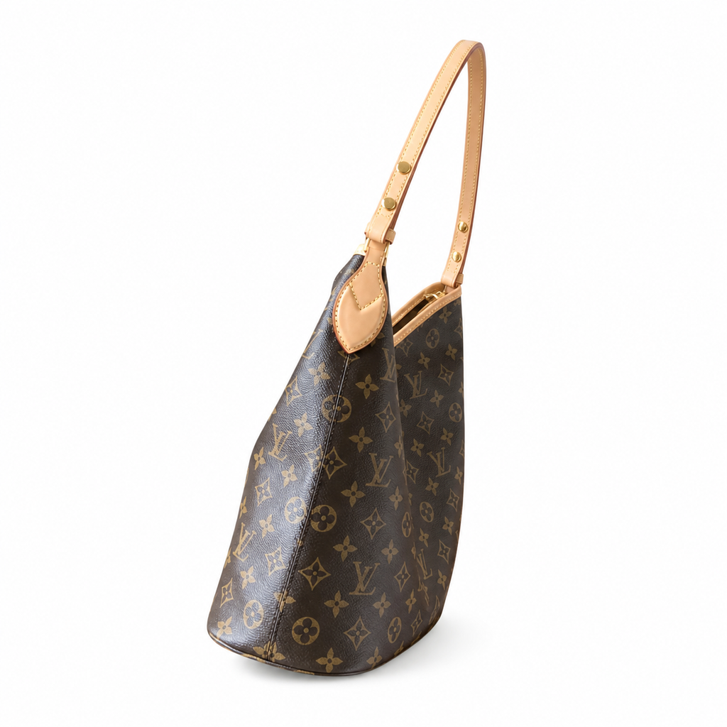 Louis Vuitton Large Crossbody — Monogram Canvas, Vachetta Strap & Red Striped Interior