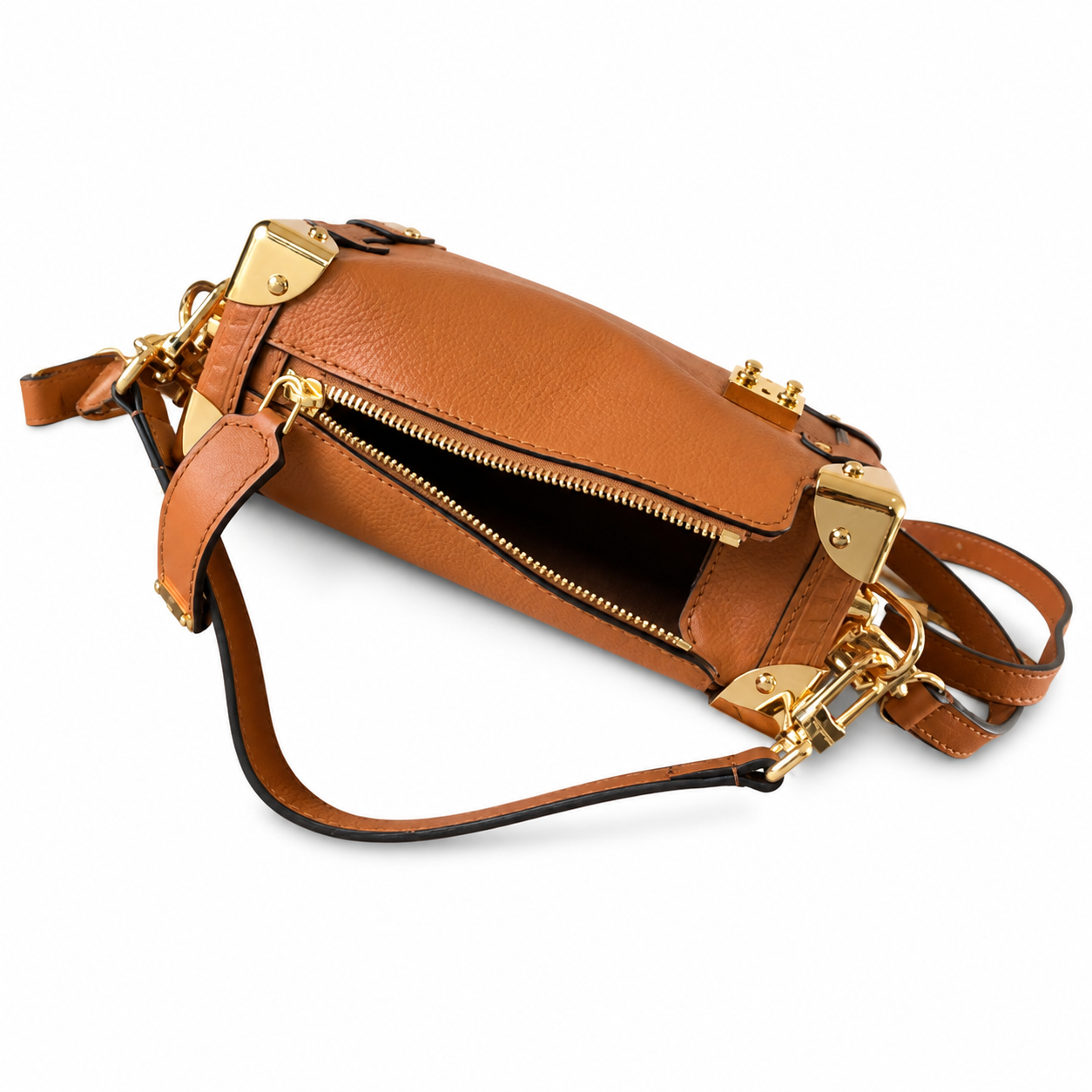 Louis Vuitton Petite Malle Souple — Cognac Taurillon, Gold Front Lock & Chain Strap
