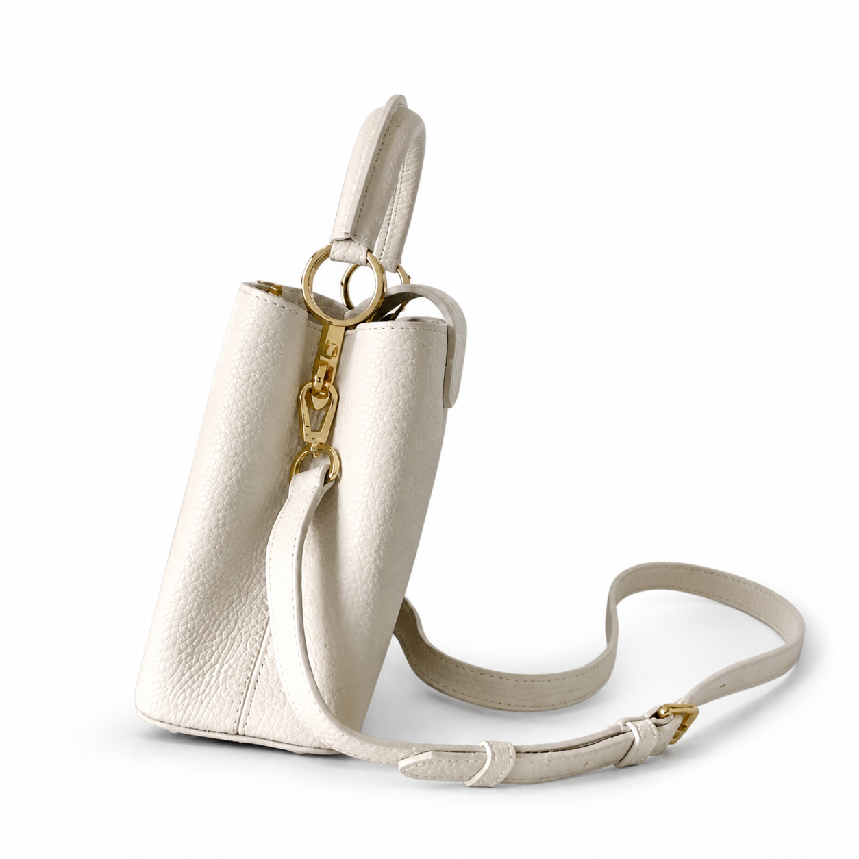 Louis Vuitton Capucines BB — Monogram Empreinte Leather in Crème with Gold Hardware