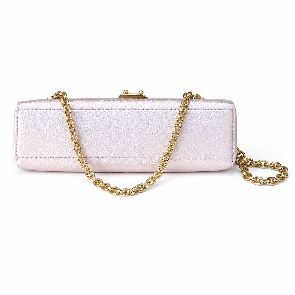 Louis Vuitton Dauphine Mini — Monogram Empreinte Leather in Rose Poudre with Gold Chain