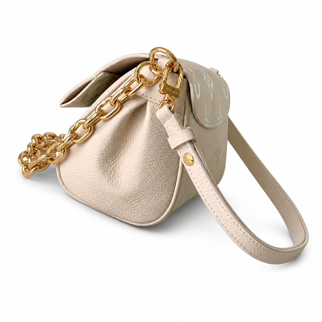 Louis Vuitton Wallet on Chain Ivy — Monogram Empreinte in Crème & Mint